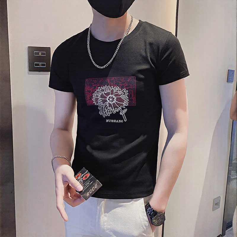 2025夏社会刺绣贴布短袖T恤男修身XZ403-1-T5028-P38限58,男装T恤,电商C301