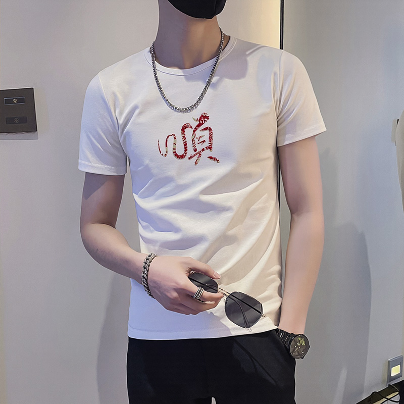 2025夏社会风印花短袖T恤男修身1XZ403-1-T8962-P38限58，男装T恤，电商C301
