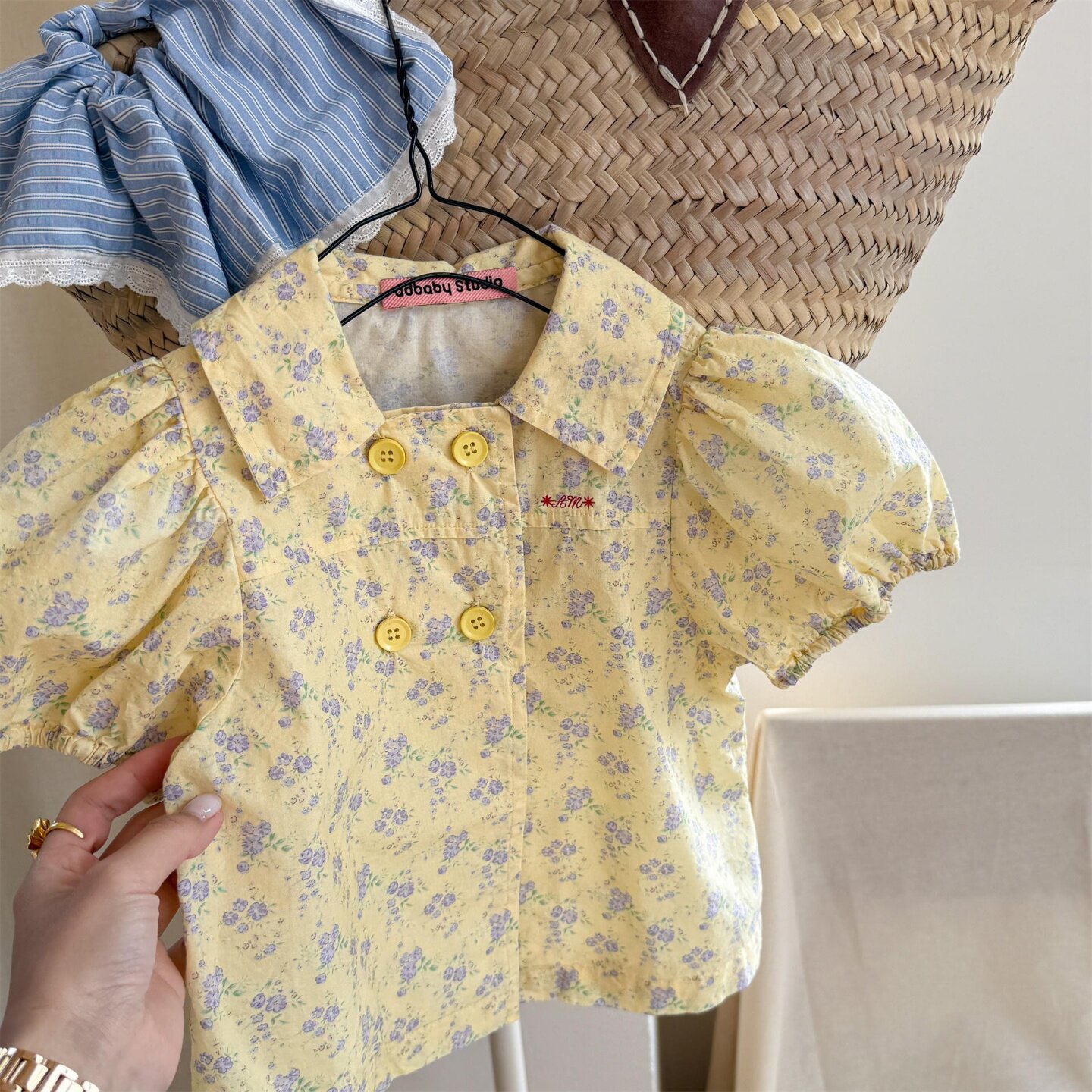 女童洋气衬衣2026夏季新款童装中小童女宝宝纯棉短袖衬衫可爱上衣