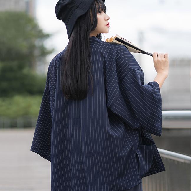 自制条纹素色浴衣外套男女百搭日系羽织道袍夏季防晒开衫潮牌搭配