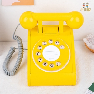 传统老式儿童玩具仿真复古宝宝小孩电话座机摆件转盘旋转数字拨号