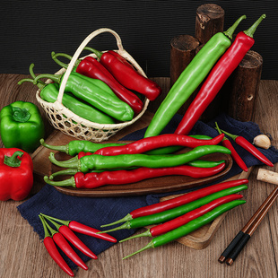仿真红辣椒假螺丝椒模型二荆条泡椒小米椒青菜椒蔬菜装饰道具摆件
