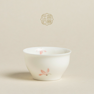 左茗右器手绘粉兰茶杯主人杯手工陶瓷品茗杯功夫茶具茶盏喝茶杯子