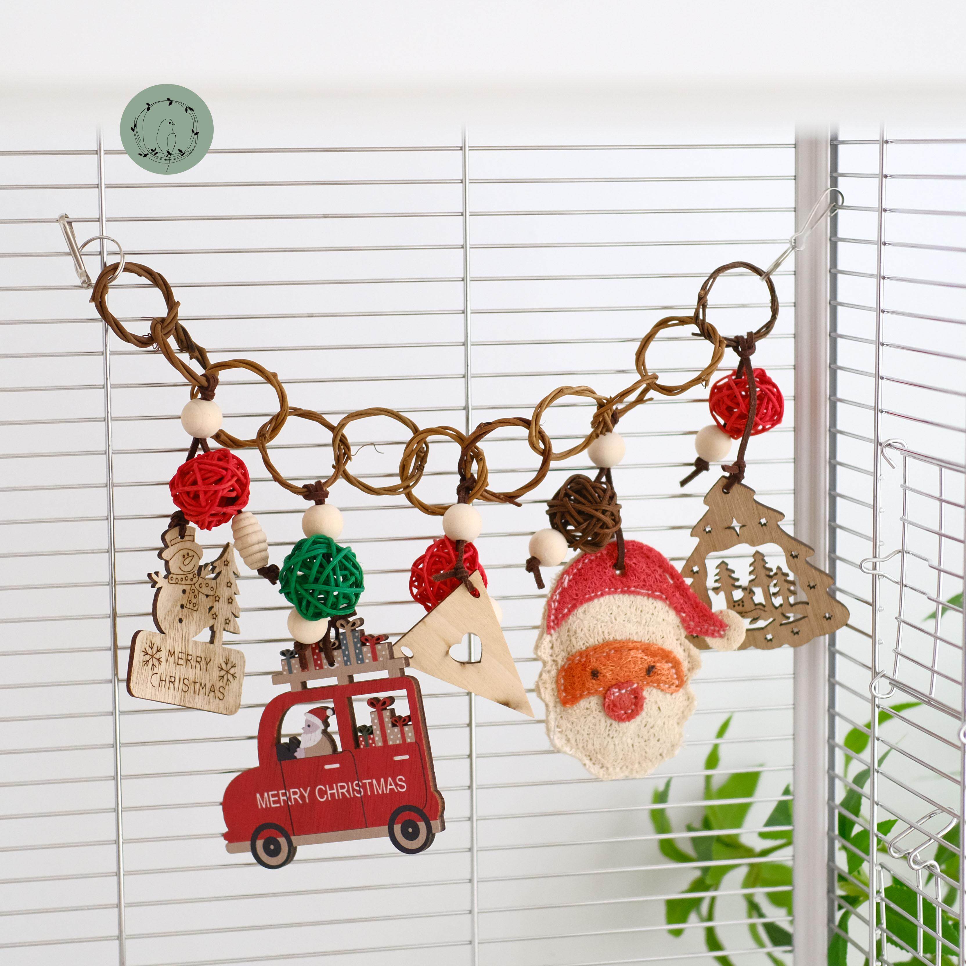 鹦鹉圣诞玩具鸟笼装饰圣诞挂件