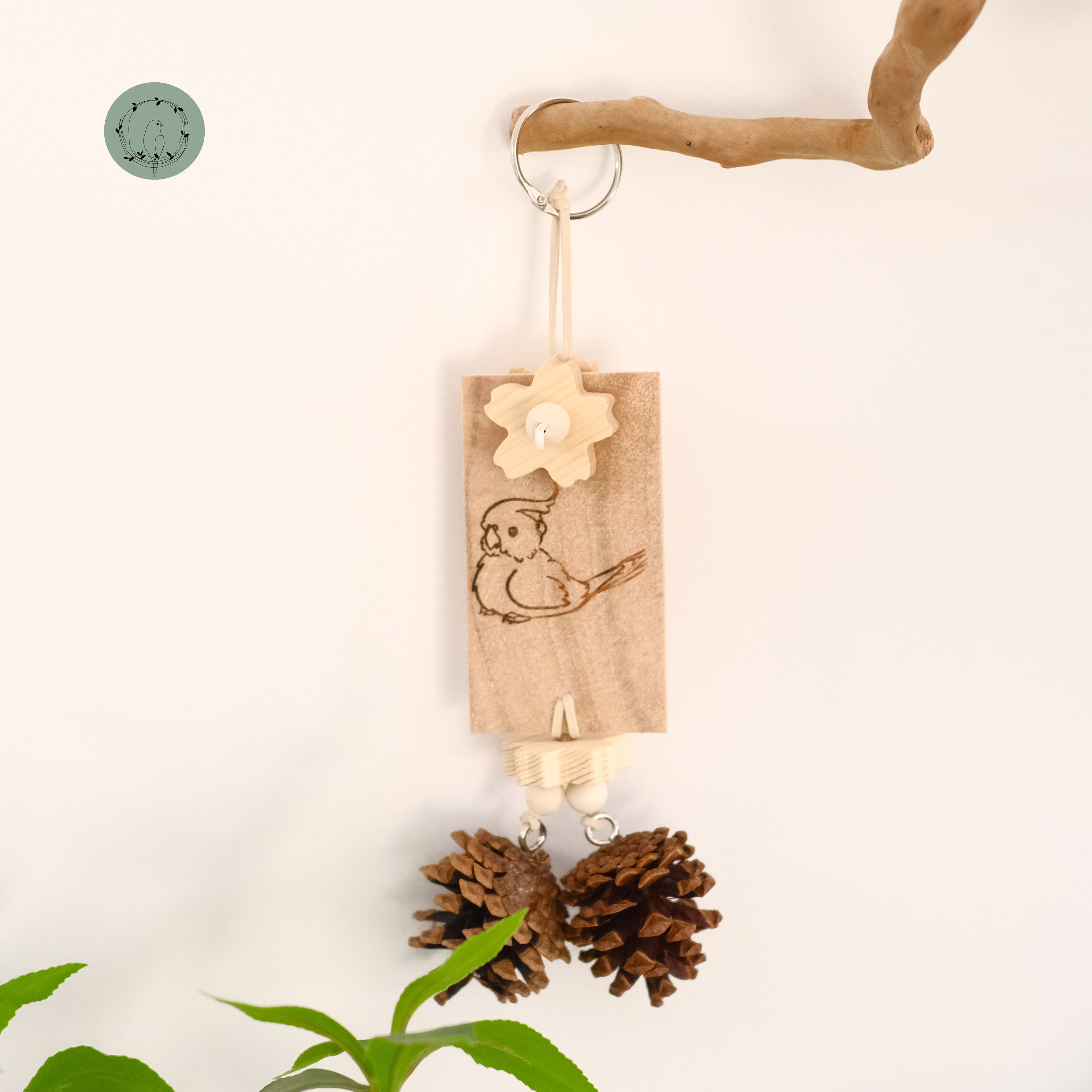 鹦鹉吊串啃咬玩具巴沙木松果松塔鸟笼挂饰鹦鹉专用玩具鸟笼装饰