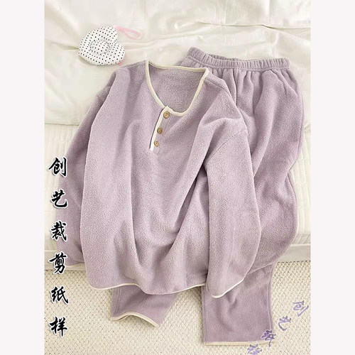 创艺睡衣女牛皮纸套装加厚甜美