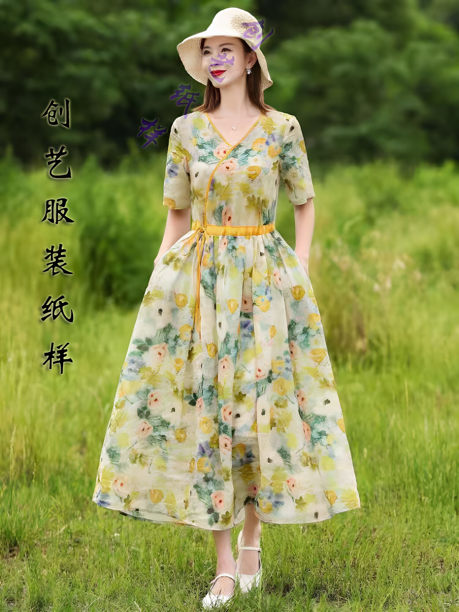 创艺棉麻连衣裙牛皮纸复古棉麻夏
