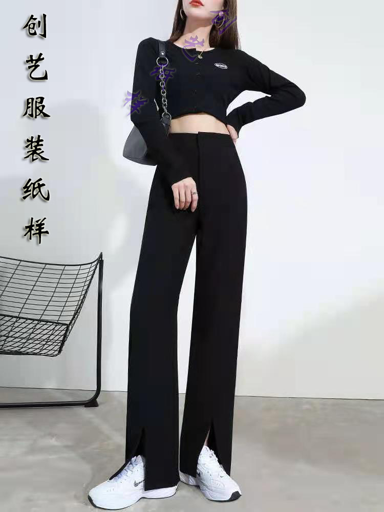 裁剪纸样开叉裤子春秋创艺阔腿裤