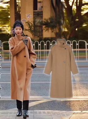 纸样版N364女装秋冬新款驼绒双面羊绒呢子廓形立领大衣做衣服图纸