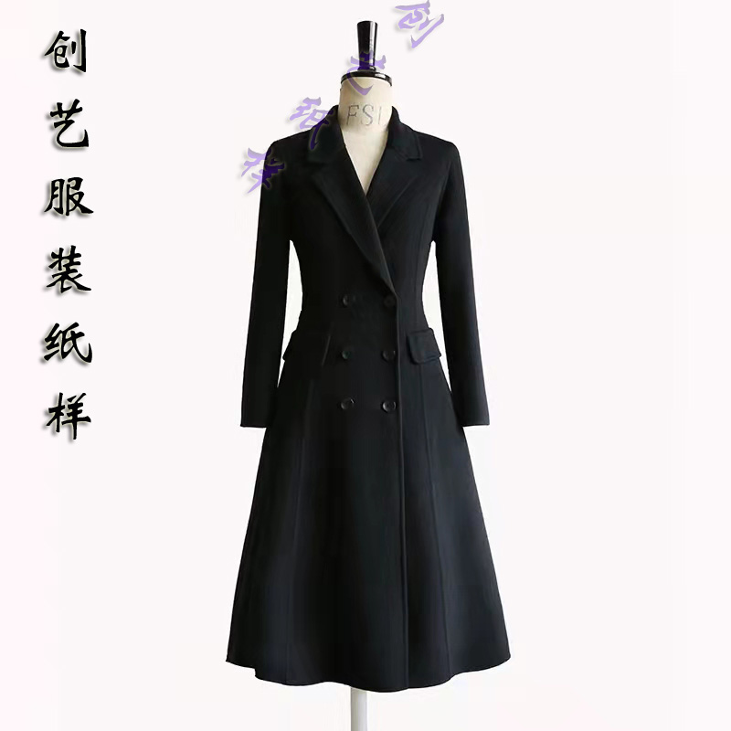 创艺双面羊绒女牛皮纸长款修身