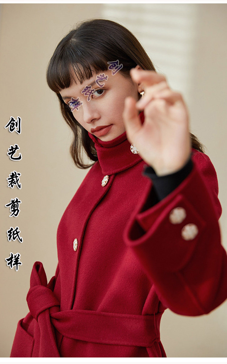 纸样小个子双面羊绒大衣女装冬季