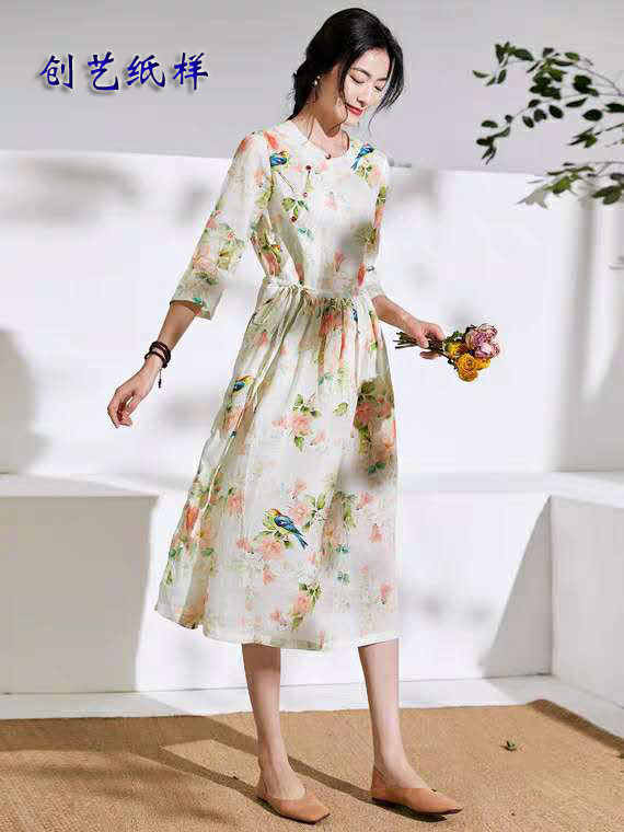 创艺纸样服装cx85复古旗袍系带