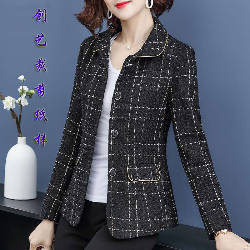 裁剪图 B45外套女春秋短款上衣小西装中老年女装秋装做衣服纸样版