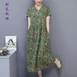 裁缝纸样C254新款棉麻连衣裙中老年女装夏裙子亚麻夏天服样板纸图