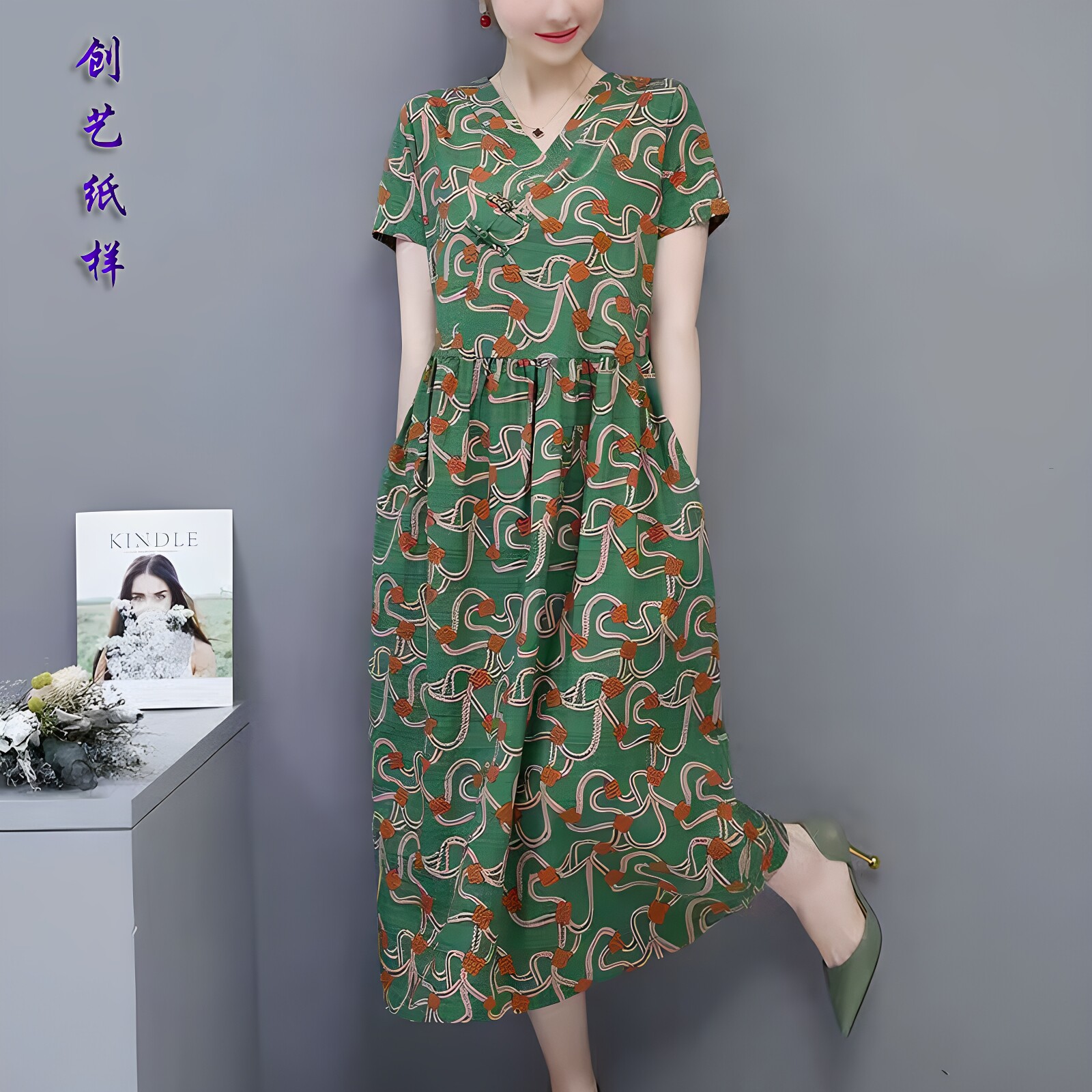 创艺棉麻连衣裙牛皮纸夏季宽松