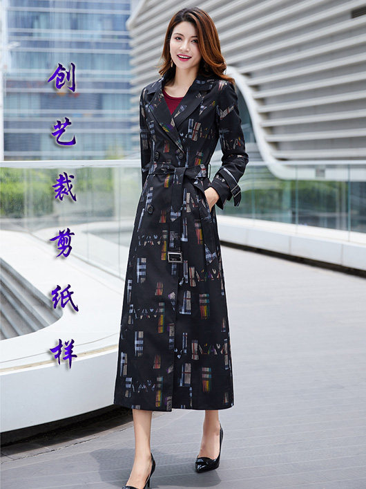 服装纸样风衣女中长款春秋
