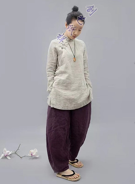 服装裁剪 N171复古棉麻中国风盘扣亚麻衬衫中式茶服上衣女1:1纸样