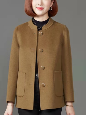 创艺双面羊绒女牛皮纸小个子秋冬