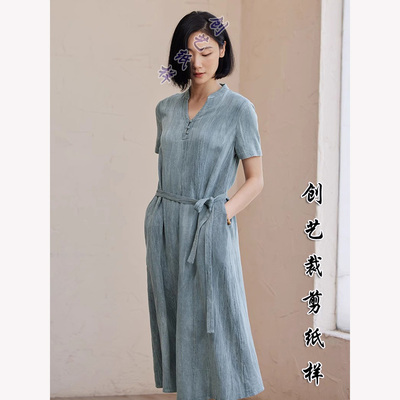 创艺纸样连衣裙牛皮纸新中式短袖