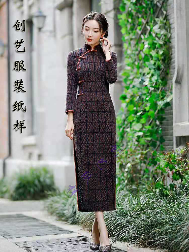 衣服样板纸图裁剪b133旗袍冬款