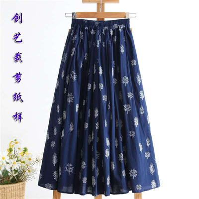 纸样实物文艺棉麻裙中长款