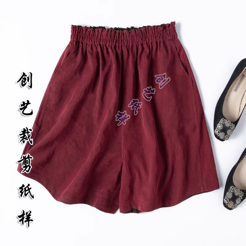 diy做衣服 E240龟纹香云纱花苞腰桑蚕丝真丝宽松短裤夏装新款纸样