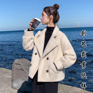 做衣服N120秋冬新款小个子水貂绒毛呢小香风黄金貂女士短外套纸样