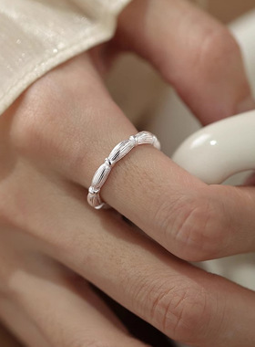 肌理感褶皱开口戒指女小众设计冷淡风食指戒轻奢感可调节指环