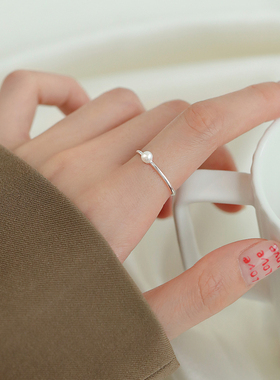 珍珠戒指女2024年新款爆款小众设计开口时尚个性食指戒戒子