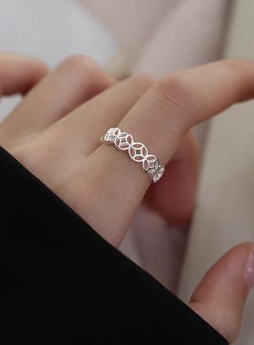 铜钱个性开口戒指女食指指环简约冷淡风小众设计ins潮时尚网红