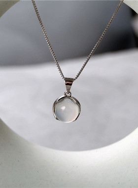 纯银圆形小众轻奢高级感吊坠项链