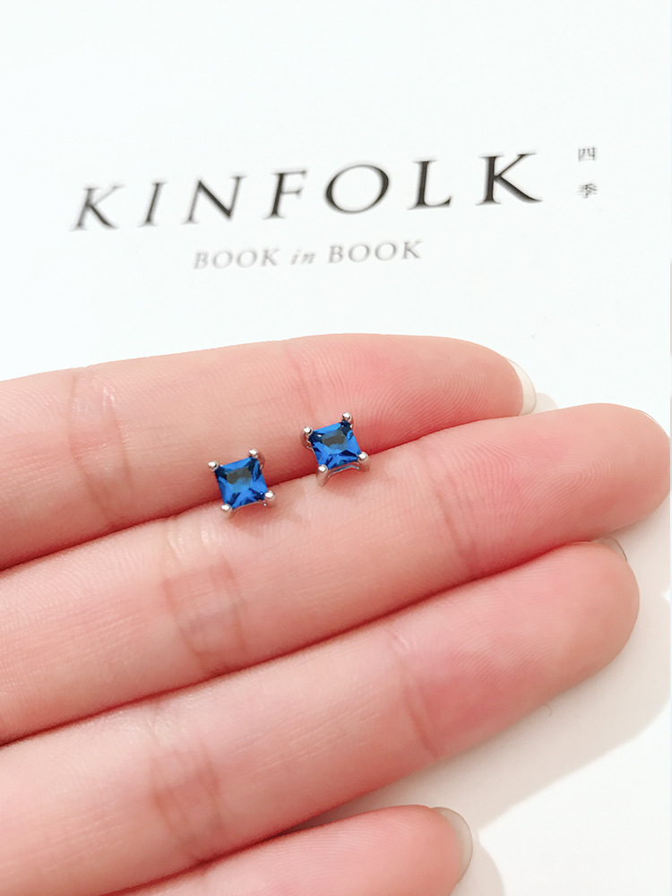 蓝色迷你适合圆脸短发ins风耳钉