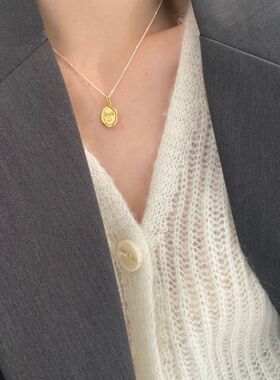 韩国拼色锁骨链925银吊坠女