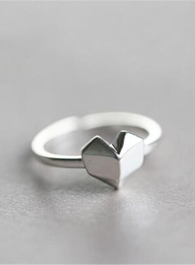 925纯银立体感爱心戒指女