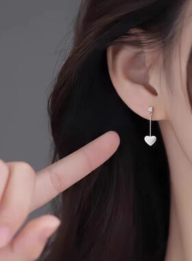 925银针爱心轻奢耳钉小众设计2025年新款潮耳环女时尚耳饰