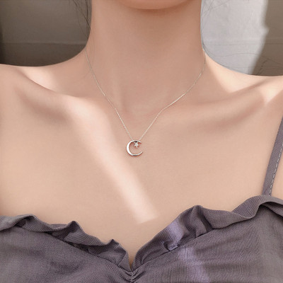 闪钻星月小众设计韩版锁骨链网红