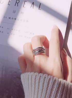 多层不规则做旧链条男女款戒指环