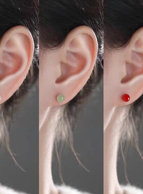 925纯银耳钉女和田玉耳环2023新款爆款小众设计耳饰高级感耳骨钉