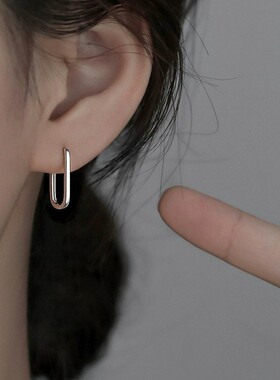 925纯银简约U型素圈耳环女小众高级感耳圈耳扣2025年新款夏季耳饰