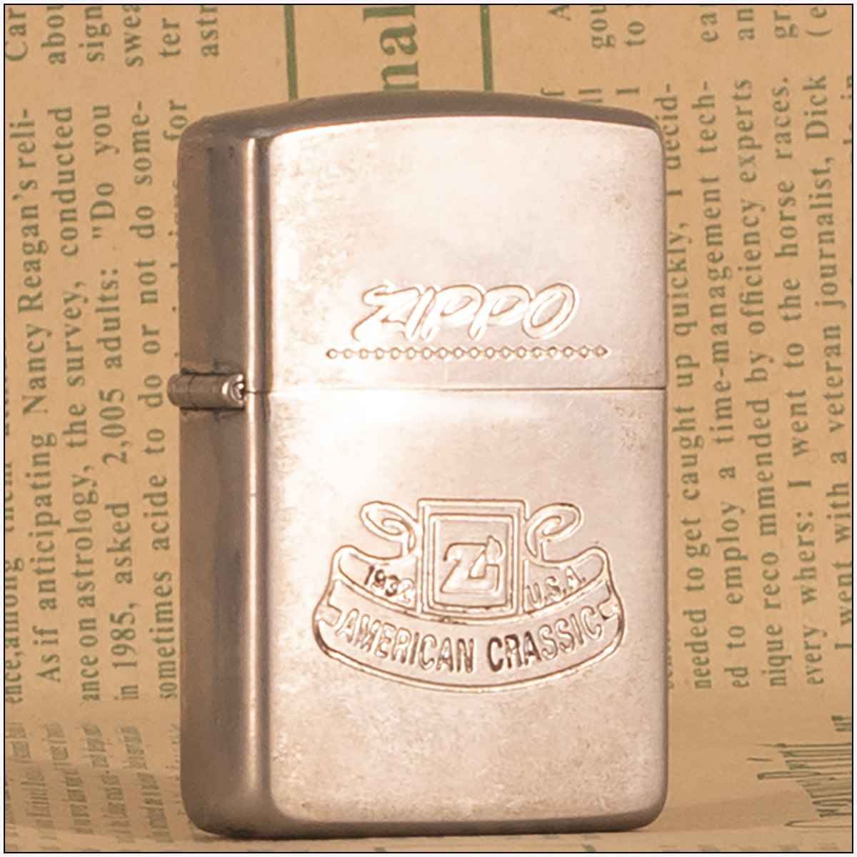 沧桑岁月 熏银工艺日版【点亮人生】小斜底Zippo  1991年12月生产
