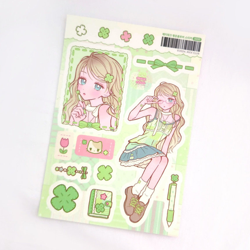 thumbnail for 3 mint rabbit korean mxx club strawberry girl handbook handbook stickers ins illustration style korean collage