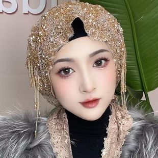 盖头头巾女包头帽纱巾时尚民族风帽子盖头新款套头披肩帽一体围巾