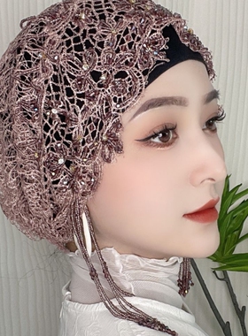 时尚镂空包头帽盖头女盖头