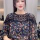 新宽松显瘦上衣遮肉拼接镂空千 2026春夏季 圆领碎花设计长袖 雪纺衫