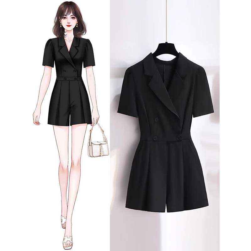 法式气质小个子高端连体裤2025夏季新款一件式连身连衣短裤D2483