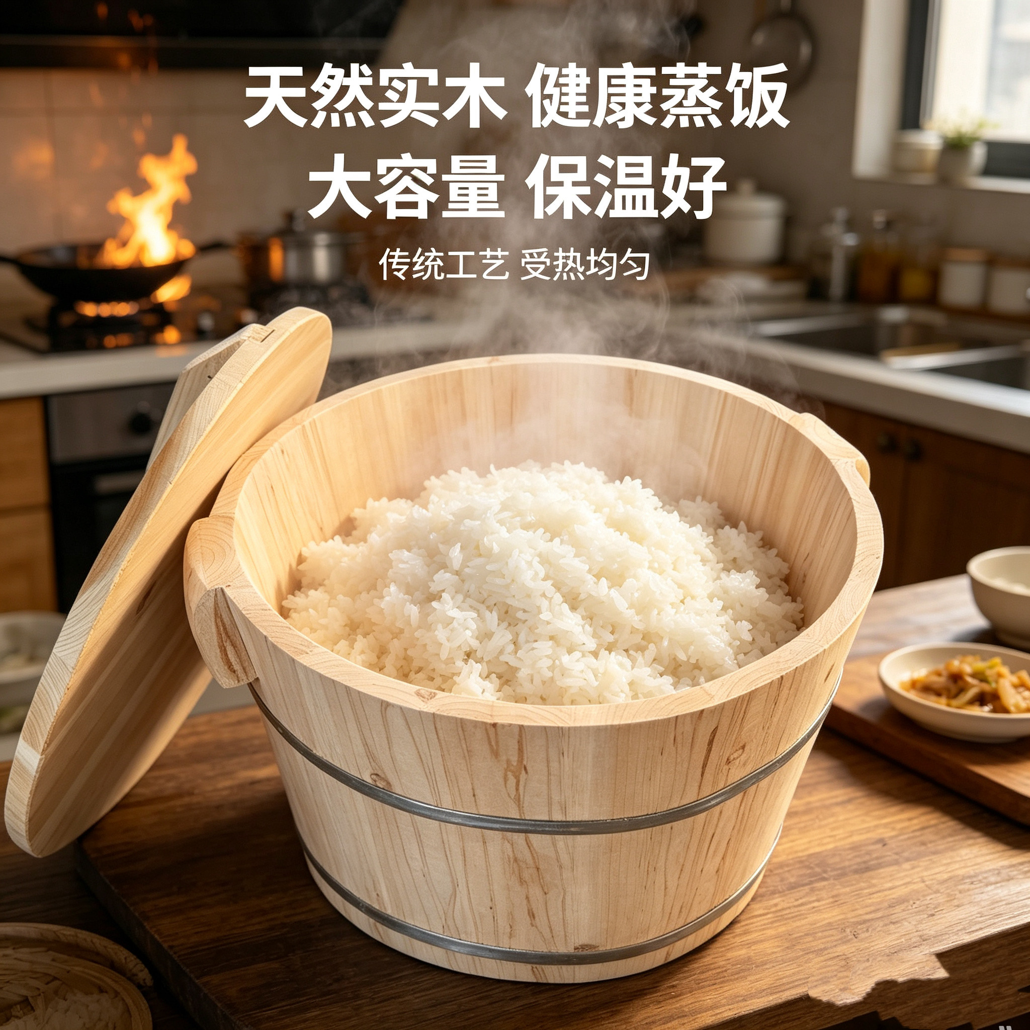 蒸饭木桶甑子商用带盖厨房大号木桶饭蒸米饭神器蒸笼架炒饭