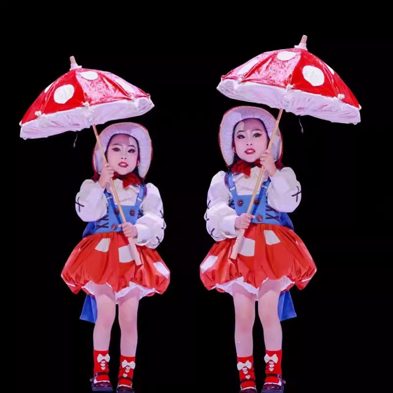 蘑菇蘑菇儿童可爱舞蹈演出服伞道具绿野仙踪小红帽cos套装表演服