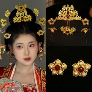 古风流苏发饰发簪汉服头饰新娘婚嫁发冠明制大冠发簪全套一整套女