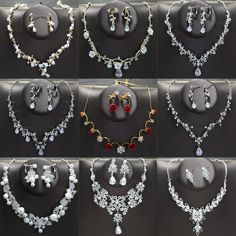 新娘饰品水钻新娘结婚项链耳环婚纱配饰2018新款超仙结婚套链仙美