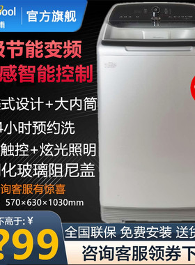 惠而浦9公斤全自动波轮洗衣机WB90801智能家用大容量洗脱出租房用